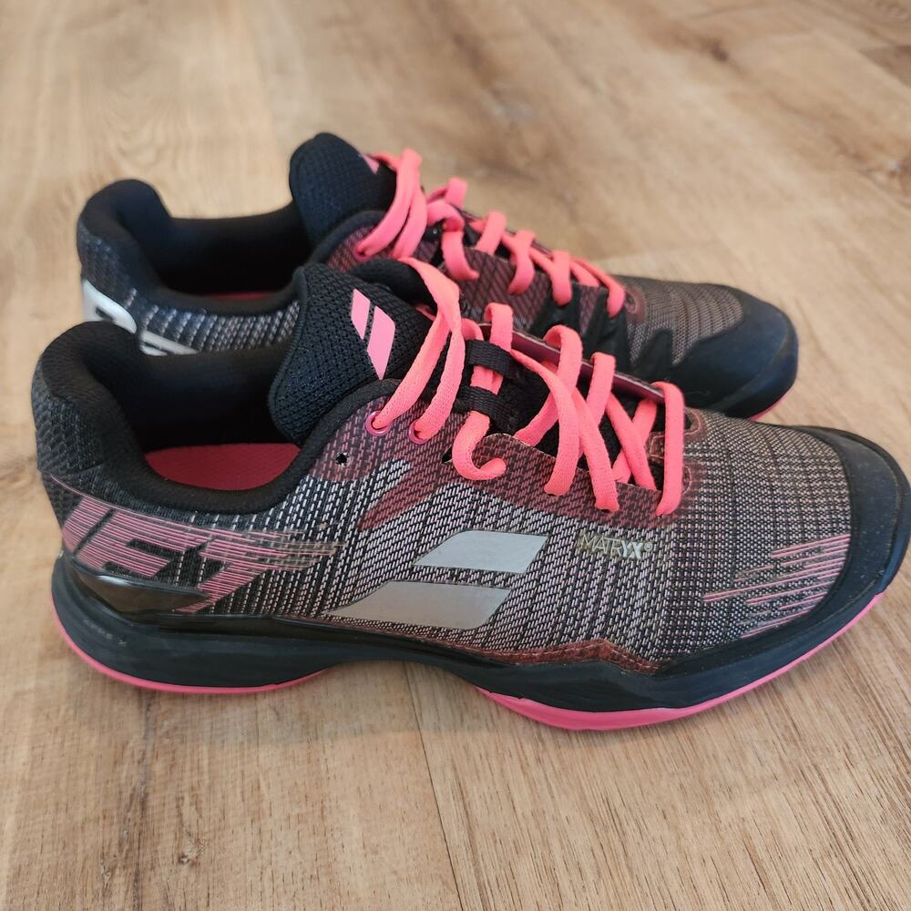 Babolat Jet Mach 2 All Court Womens Tennis Shoes 9.5 Black Pink Gray Matryx